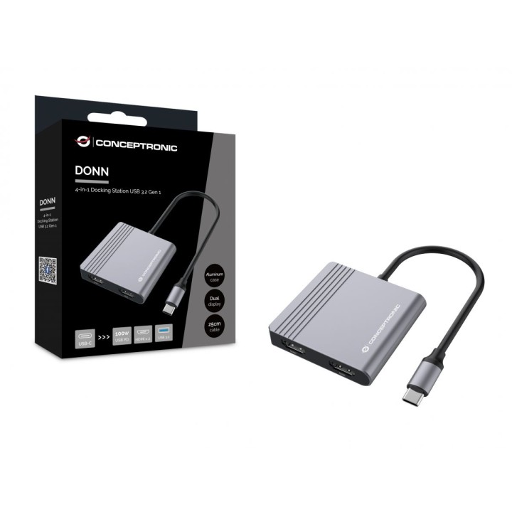 Adaptador CONCEPTRONIC 4en1 USB-C 3.0 Gris (DONN13G)