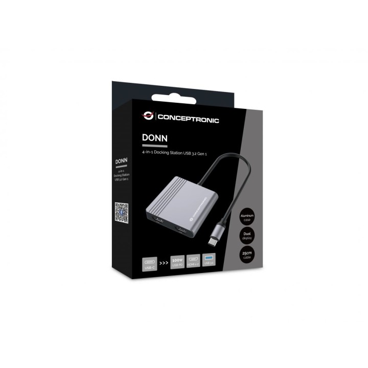 Adaptador CONCEPTRONIC 4en1 USB-C 3.0 Gris (DONN13G)