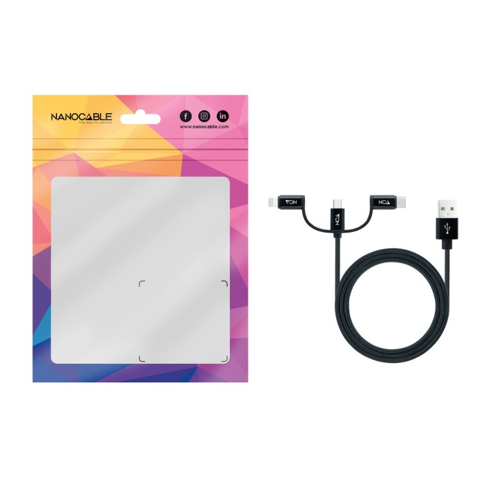 Nanocable USB-A a Lightning/mUSB/USB-C 1m (10.01.3200)