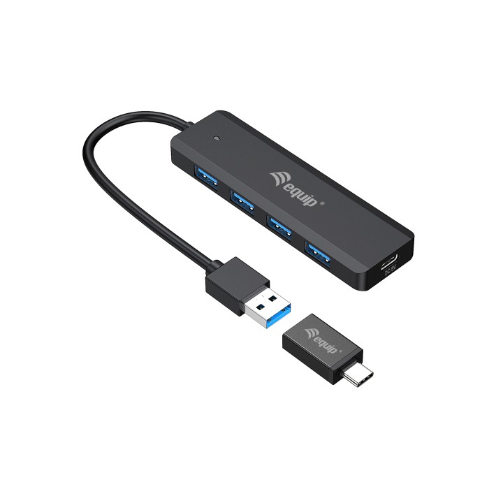Hub EQUIP Life A USB-C3.0 a 4xUSB-A3.0 Negro (EQ128959)