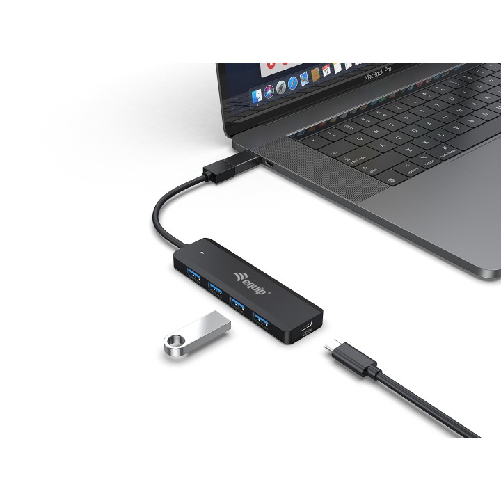 Hub EQUIP Life A USB-C3.0 a 4xUSB-A3.0 Negro (EQ128959)