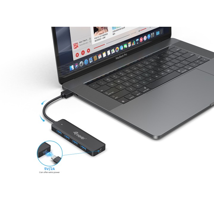 Hub EQUIP Life A USB-C3.0 a 4xUSB-A3.0 Negro (EQ128959)