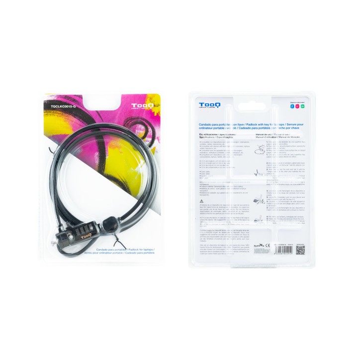Cable de Seguridad TooQ 1.5m Gris (TQCLKC0015-G)