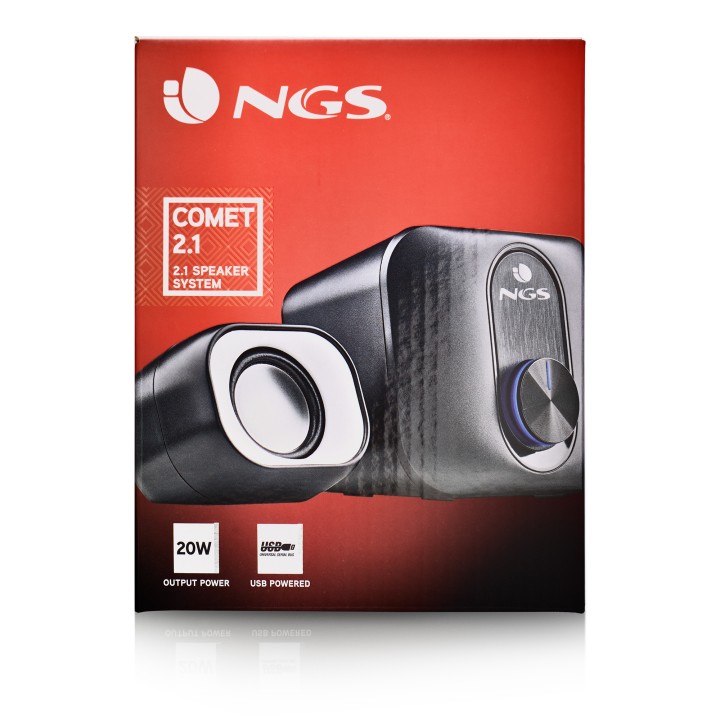 Mini Altavoces NGS 2.1 20W USB 3.5mm Negros (COMET2.1)