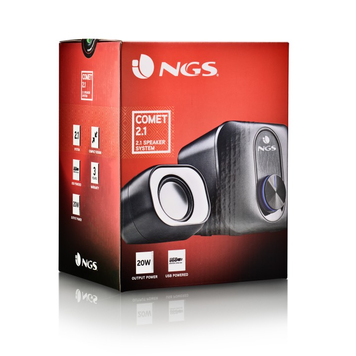 Mini Altavoces NGS 2.1 20W USB 3.5mm Negros (COMET2.1)