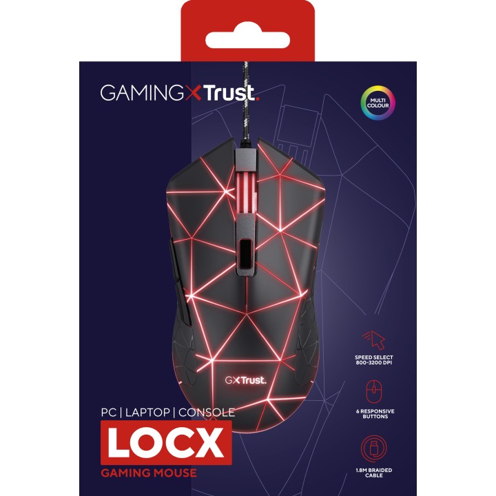 Ratón Gaming Trust GXT133 LOCX Óptico USB Negro (22988)