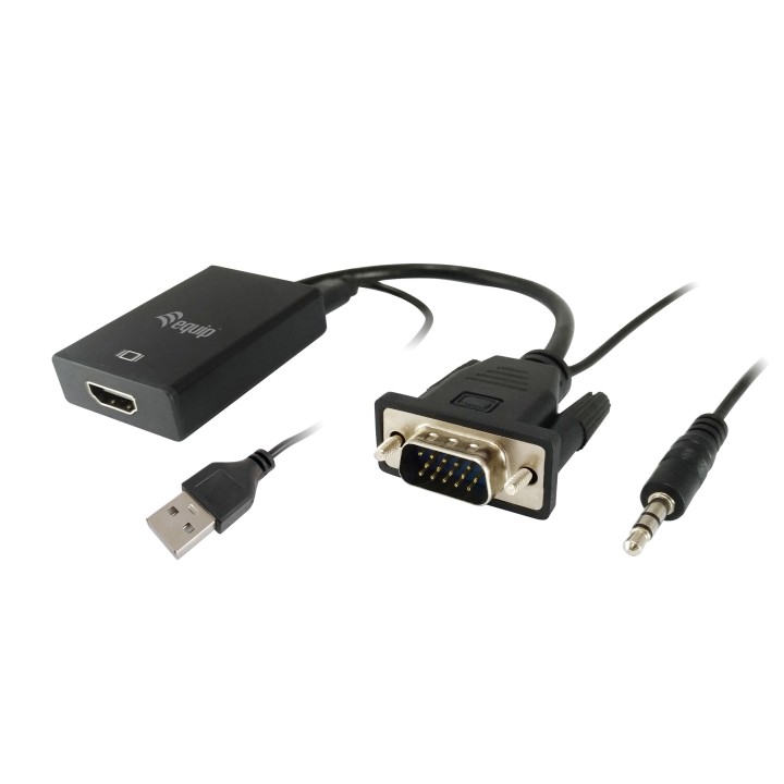 Adaptador EQUIP VGA-M a HDMI-H jack3.5" (EQ119038)