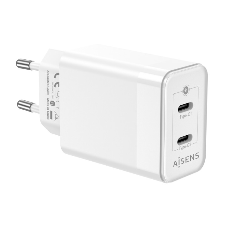 Cargador Pared AISENS 2Usb-C 45W (ASCH-45W2P005-W)