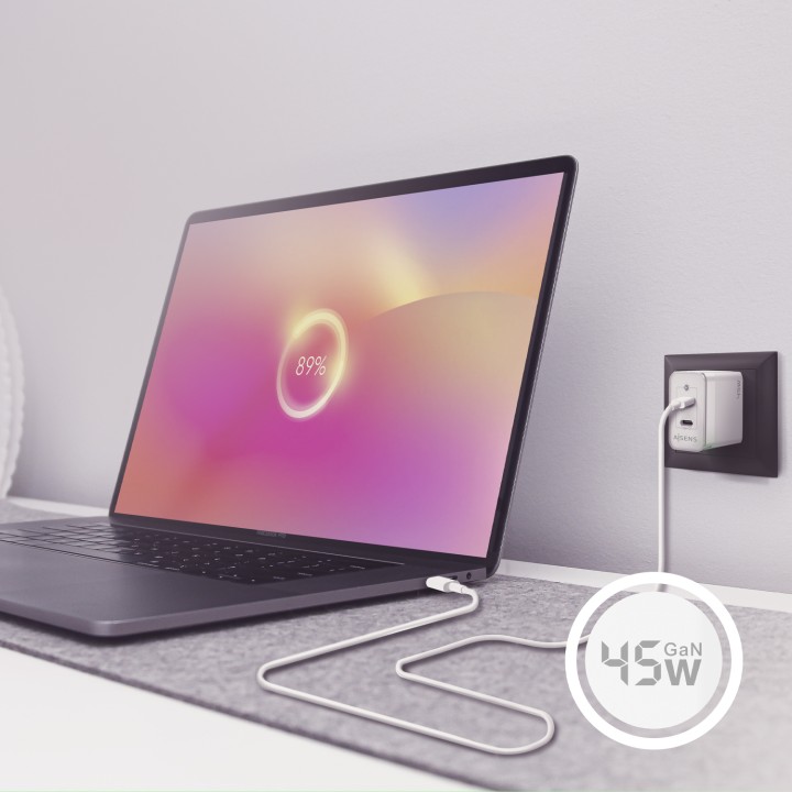 Cargador Pared AISENS 2Usb-C 45W (ASCH-45W2P005-W)