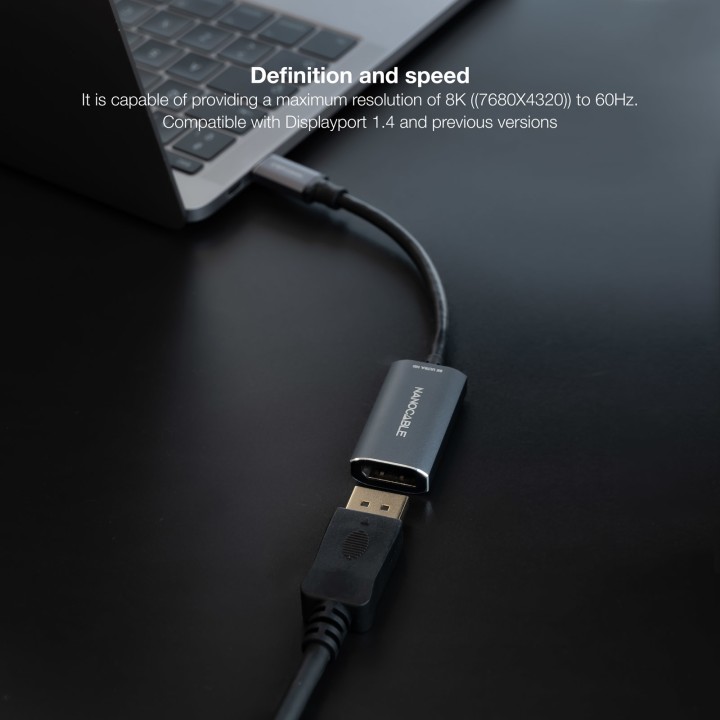 Nanocable USB-C/M a DP/H 15cm Gris (10.16.4104-G)