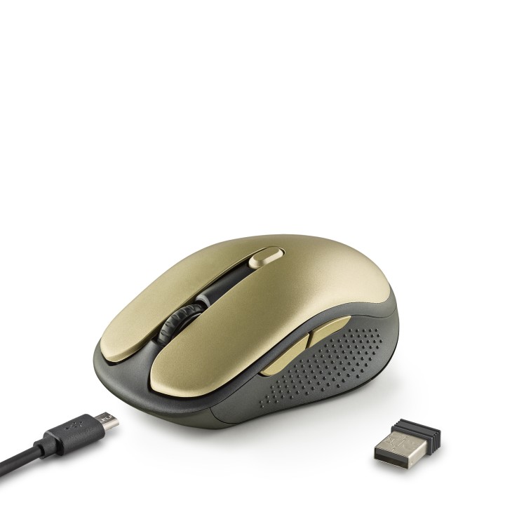 Ratón NGS Óptico RF 2.4GHz 1600dpi Dorado (EVORUSTGOLD)