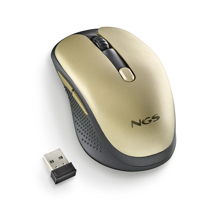 Ratón NGS Óptico RF 2.4GHz 1600dpi Dorado (EVORUSTGOLD)