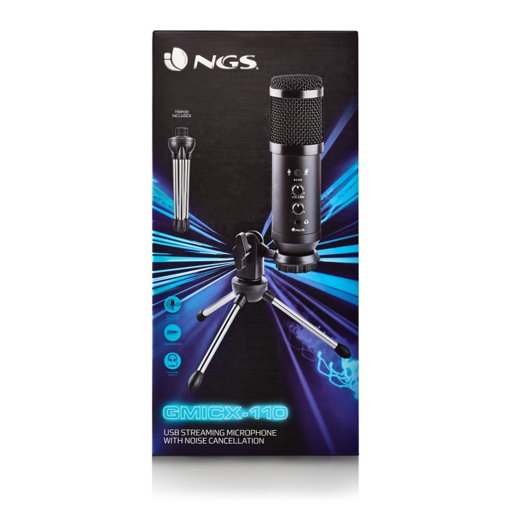 Micrófono Gaming NGS USB con Trípode Negro (GMICX-110)