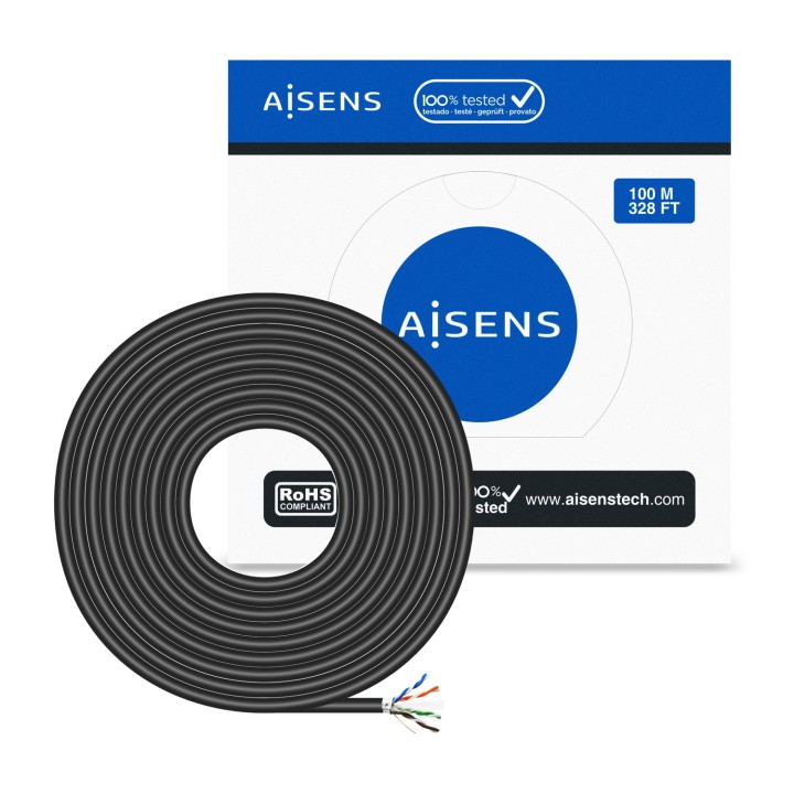 Cable AISENS RJ45 Cat.6 FTP Ext 100m Negro (A135-0673)