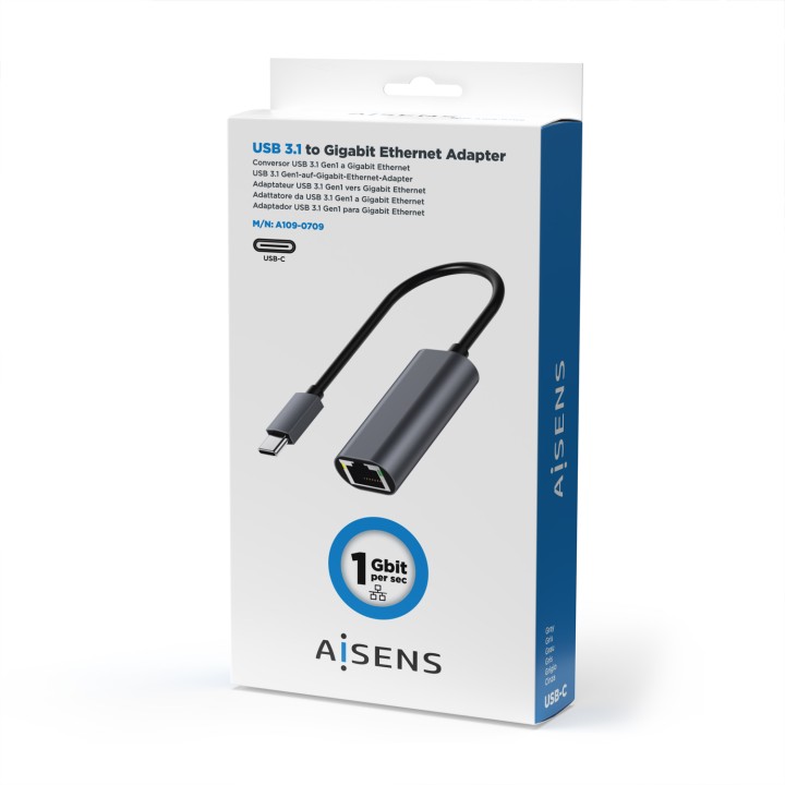 Adaptador AISENS USB-C/M a RJ45/H 15cm Gris (A109-0709)