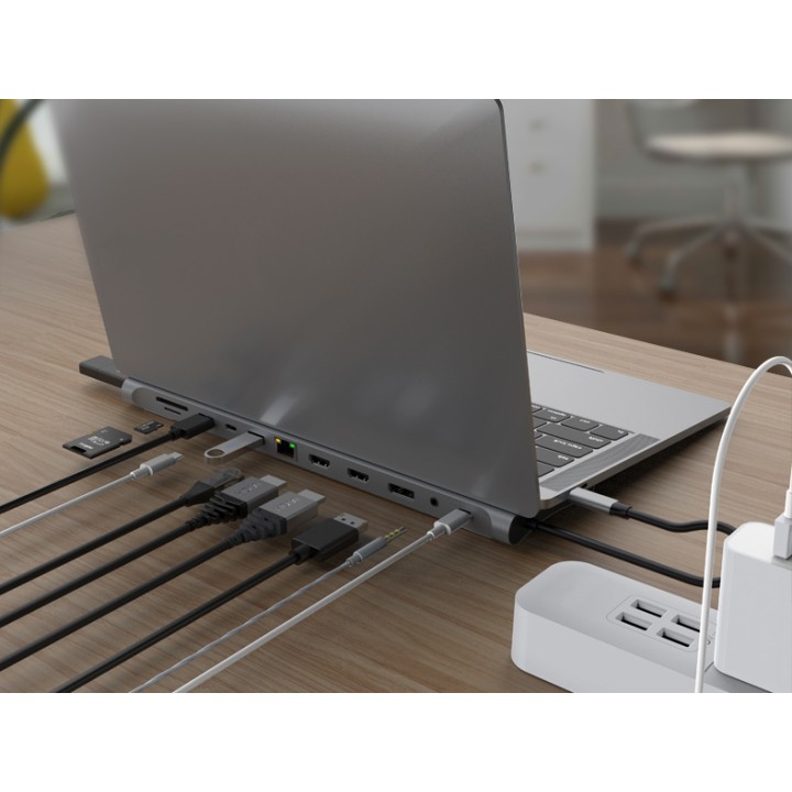 Docking CONCEPTRONIC 12en1 USB-C 18cm Gris (DONN17G)