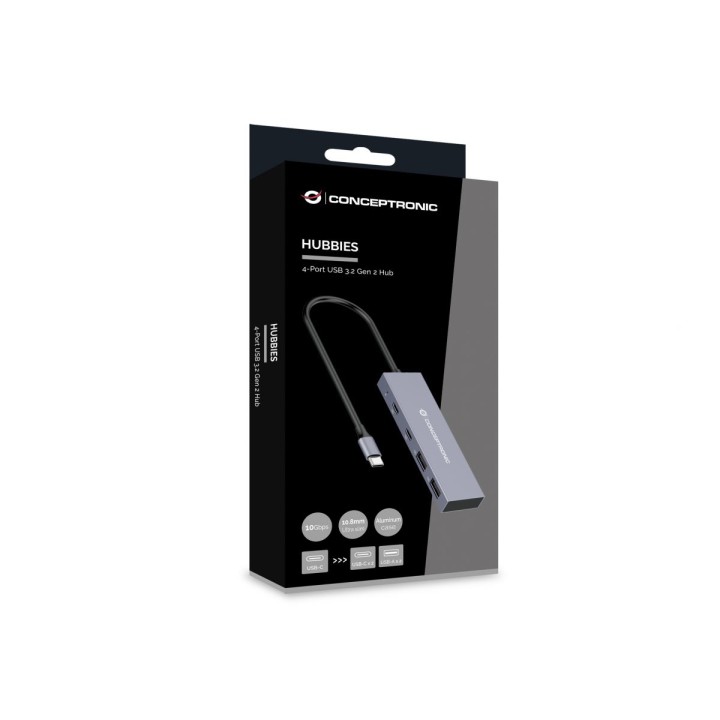 Hub CONCEPTRONIC USB-C a 4xUSB-A/C Gris (HUBBIES13G)