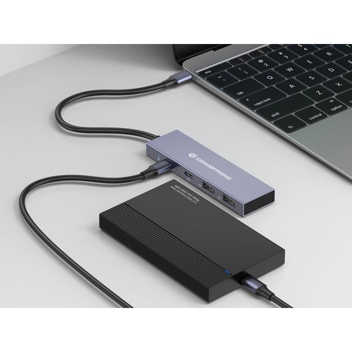 Hub CONCEPTRONIC USB-C a 4xUSB-A/C Gris (HUBBIES13G)