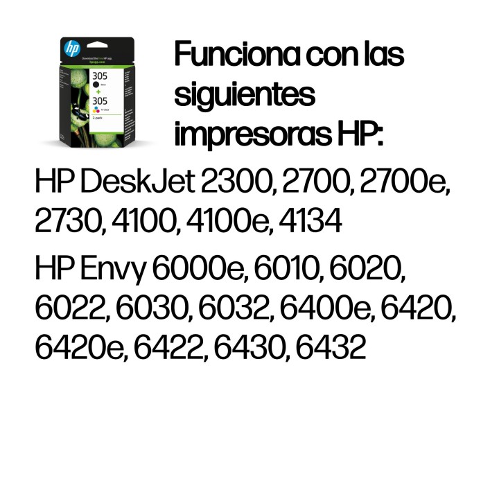 Tinta HP 305 Pack Negro/Tricolor 120/100 pág (6ZD17AE)