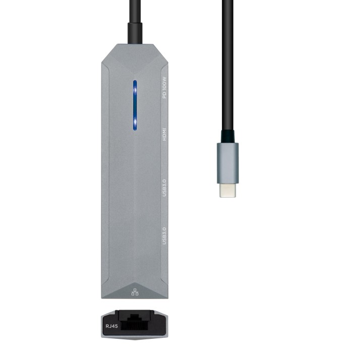 Adaptador AISENS 5en1 USB-C 15cm Gris (ASUC-5P003-GR)