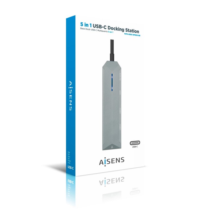 Adaptador AISENS 5en1 USB-C 15cm Gris (ASUC-5P003-GR)