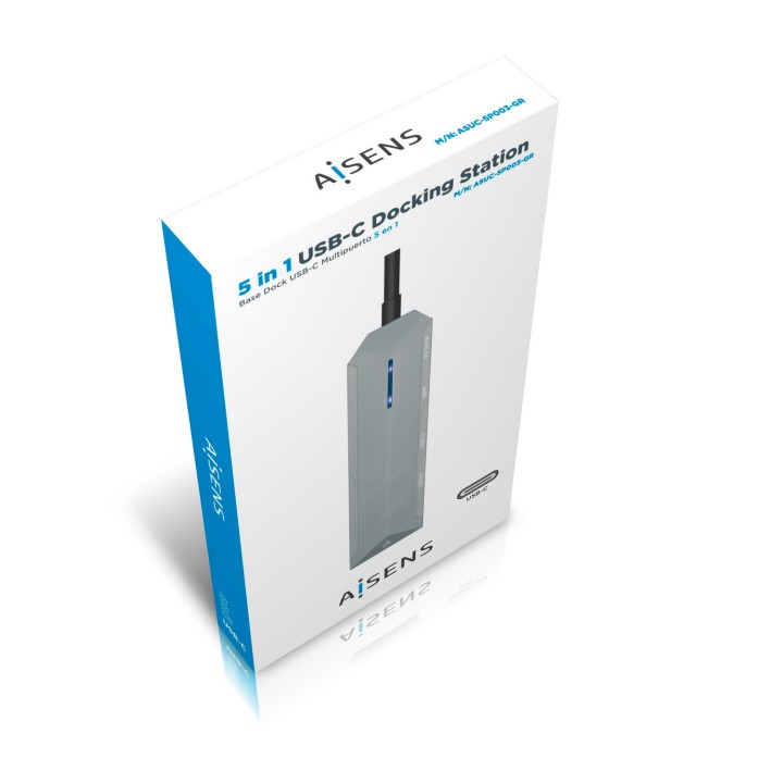 Adaptador AISENS 5en1 USB-C 15cm Gris (ASUC-5P003-GR)