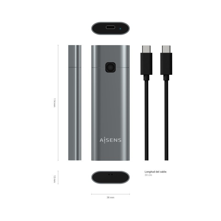 Caja AISENS SSD M.2 NVMe USB-C 3.1 Gris (ASM2-021GR)