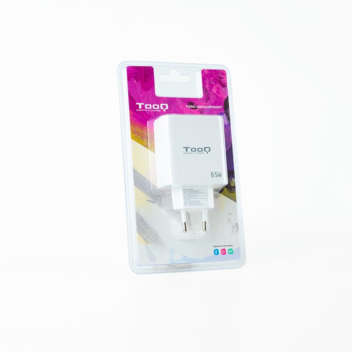 Cargador de Pared TooQ 65W USB-A/C (TQWC-GANQC2PD65WT)