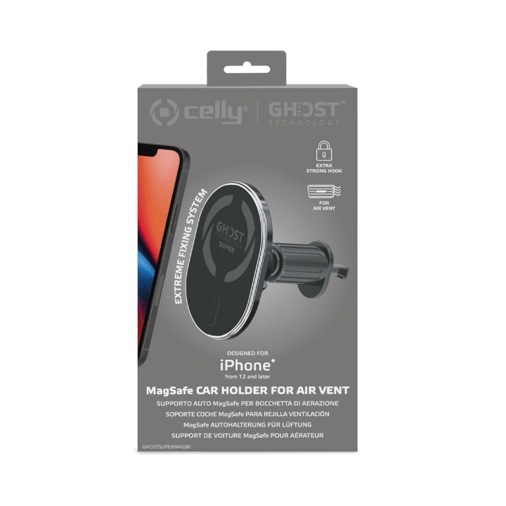 Soporte Coche CELLY Magnético Negro (GHOSTSUPERMAGBK)
