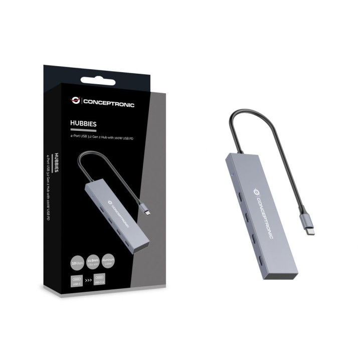 Hub CONCEPTRONIC 4xUSB-C/USB-C PD 100W (HUBBIES14G)