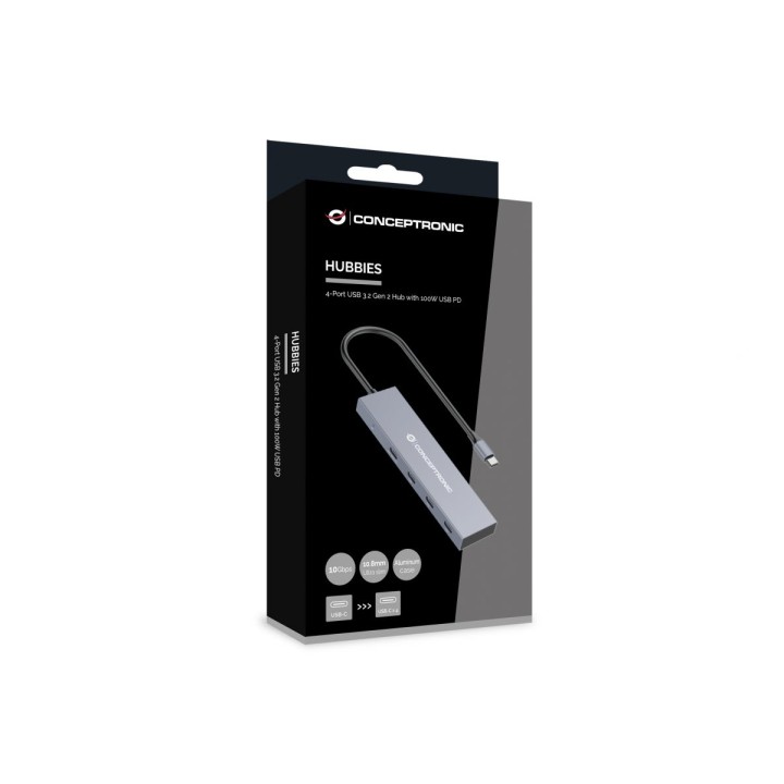 Hub CONCEPTRONIC 4xUSB-C/USB-C PD 100W (HUBBIES14G)