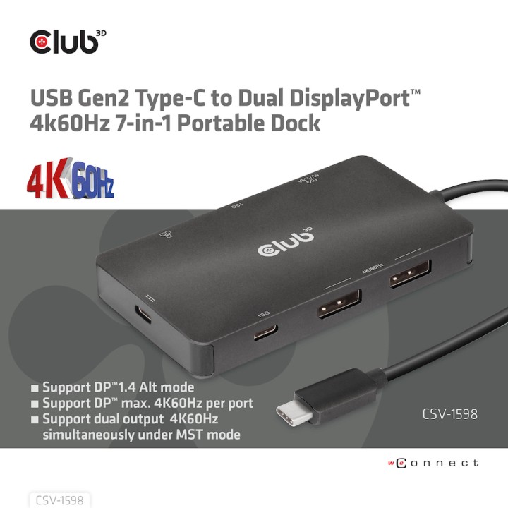 Docking Station Club 3D 7en1 USB-C Negro (CSV-1598)