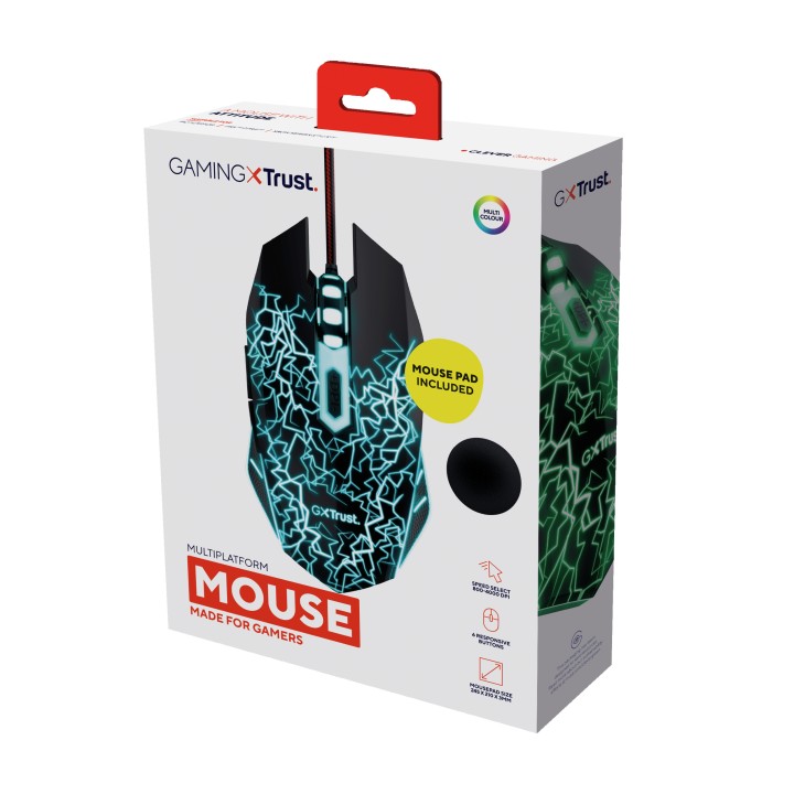 Pack Gaming Trust Ratón+Alfombrilla RGB Negro (24752)