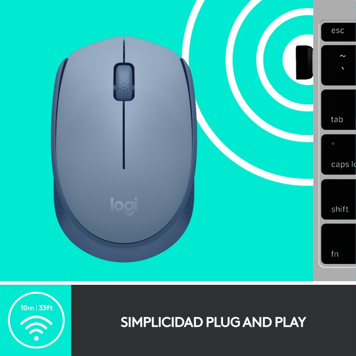 Ratón LOGITECH M171 Wireless Gris Azulado (910-006866)