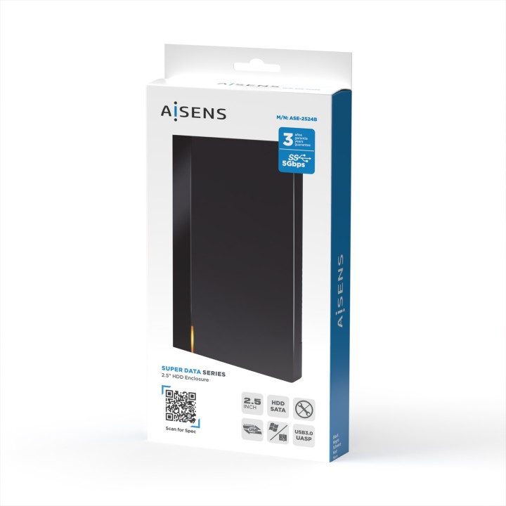 Caja AISENS HDD 2.5" SATA USB 3.0 Negra (ASE-2524B)