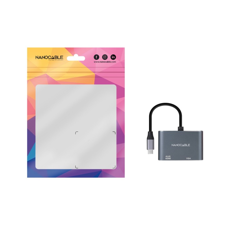 Adaptador Nanocable USB-C/M-HDMI/VGA Gris (10.16.4303)