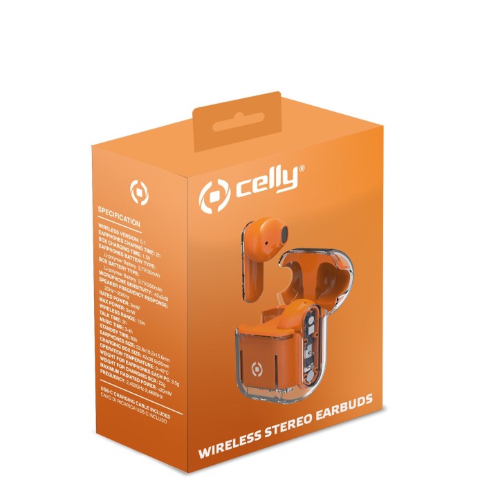 Auriculares CELLY TWS Intraurales Naranja (SHEEROR)
