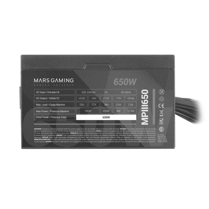 Fuente Mars Gaming ATX 650W PFC 85% Negra (MPIII650)