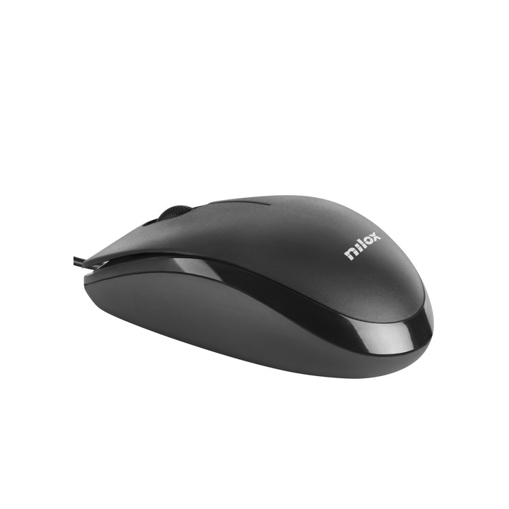 Ratón NILOX Óptico USB-A 1600dpi Negro (MOUSB1003)