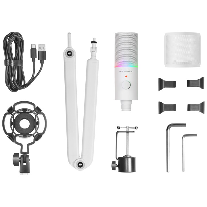 Micrófono Mesa Mars Gaming 3.5mm USB Blanco (MMICXTW)