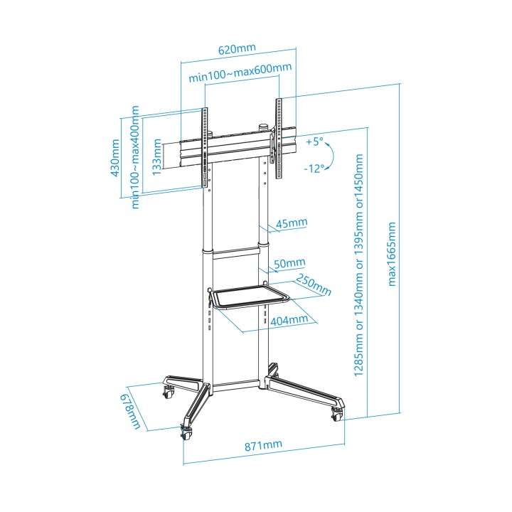 Soporte Suelo TOOQ 37"-70" Inclina Ruedas (FS1170M-B)