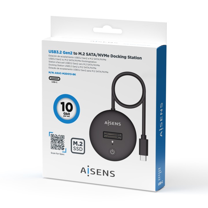 Dock AISENS USB-C SSD M.2 SATA/NVMe (ASUC-M2D013-BK)