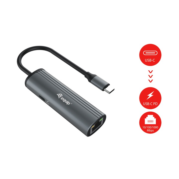 Adaptador EQUIP USB-C a RJ45/USB-C PD 100W (EQ133486)