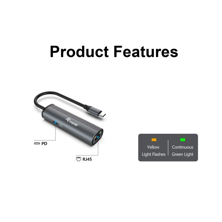 Adaptador EQUIP USB-C a RJ45/USB-C PD 100W (EQ133486)
