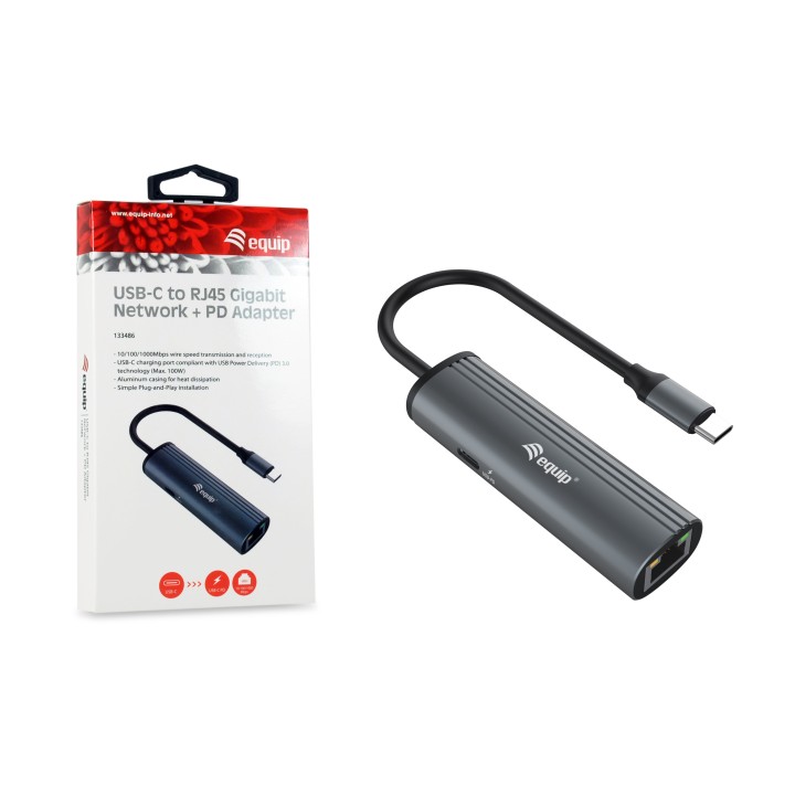 Adaptador EQUIP USB-C a RJ45/USB-C PD 100W (EQ133486)