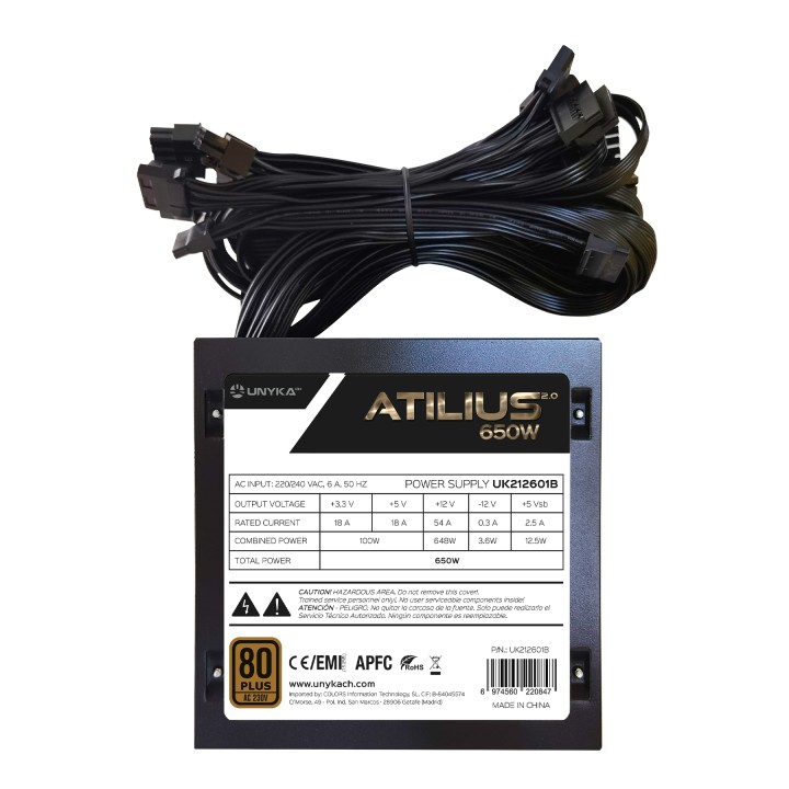 Fuente Unyka Atilius 2.0 ATX 650W 80+ Bronze (UK212601)