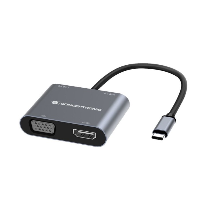 Adaptador CONCEPTRONIC 4 en 1 USB-C 3.0 Gris (DONN16G)