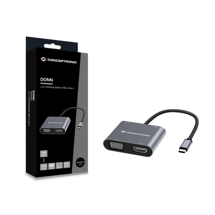 Adaptador CONCEPTRONIC 4 en 1 USB-C 3.0 Gris (DONN16G)