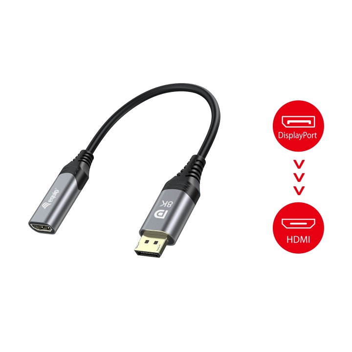Cable EQUIP DP/M a HDMI/H 15cm Negro/Gris (EQ133446)