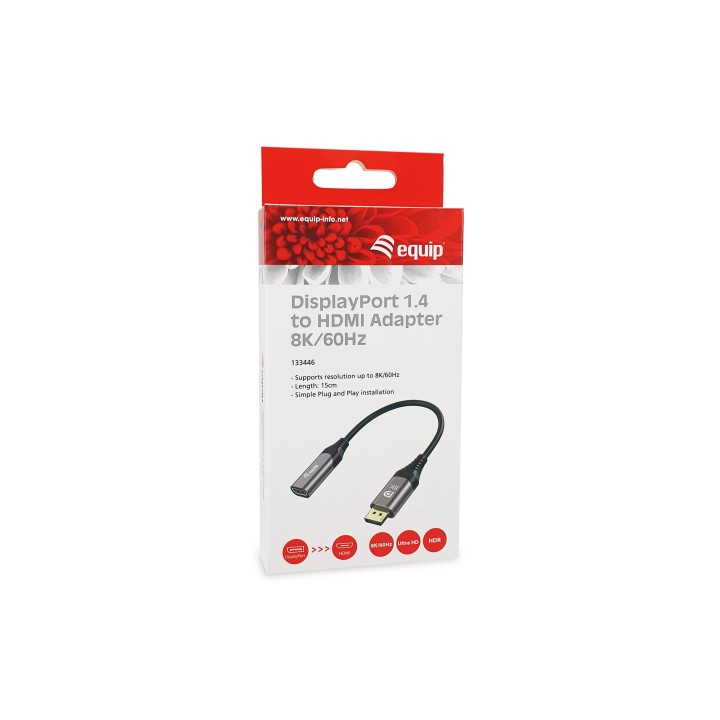 Cable EQUIP DP/M a HDMI/H 15cm Negro/Gris (EQ133446)